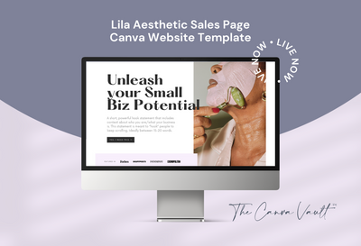 Lila Aesthetic Sales Page Canva Website Template