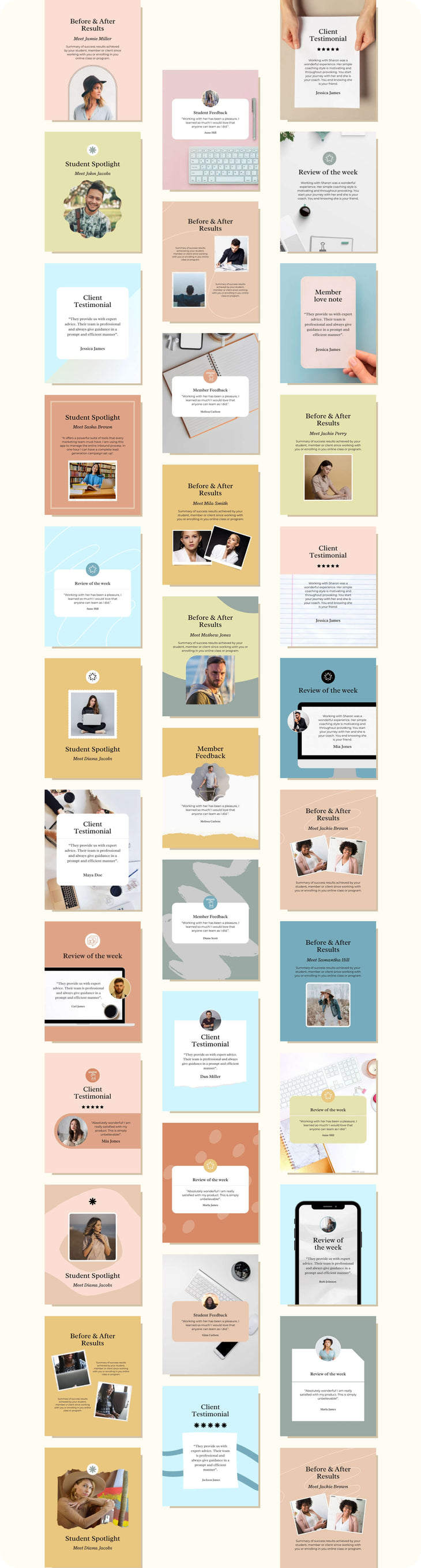 Testimonials, Reviews & Student Spotlight Posts